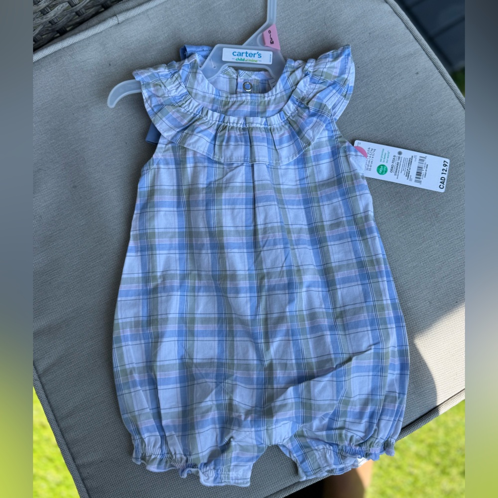 3/$20 Carter's Blue and Green Plaid Baby Dress